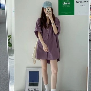 [Váy sơ mi dài vừa phải] Áo sơ mi cỡ lớn dành cho nữ béo em gái mm1-150kg Áo sơ mi ngoại cỡ dáng rộng Áo khoác mỏng Áo sơ mi ngắn tay mùa hè Quần áo chống nắng phù hợp cho mọi trận đấu Áo sơ mi béo nhẹ Quần áo nữ cỡ lớn