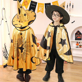 Halloween Trẻ Em Áo Khoác Mũ Bộ Ảo Thuật Gia Áo Khoác Trang Phục Hóa Trang Halloween Đạo Cụ