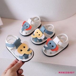 MG-Baby Girls Boy Squeaky Sandals Mùa Hè Voi Dễ Thương Chống Trơn Trượt Ngón Chân Đế Mềm Giày Đi Bộ Cho Bé Tập Đi