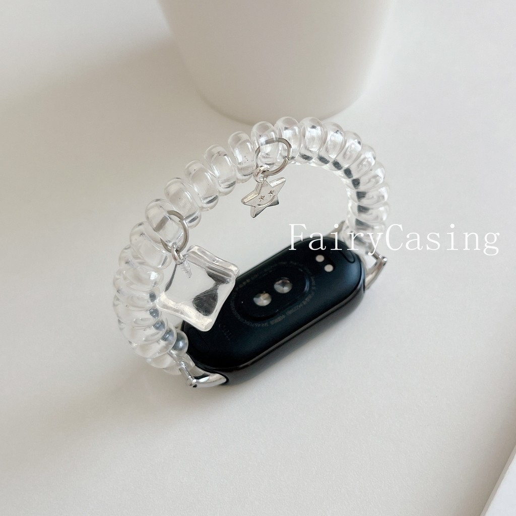 Dây đeo đồng hồ trong suốt có thể thu vào cho Mi Band 10 9 8 7 5 6 4 3 Vòng đeo tay đàn hồi Dây đeo cổ tay thể thao cho Miband 10pro