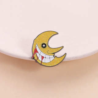 Balo kim loại pin họa tiết Soul Eater Nhật Bản, thổ cẩm kinh dị mặt trăng - quà tặng bạn bè