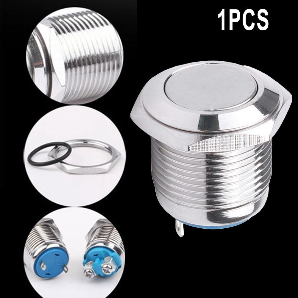 Luvn12v 16mm Nút nhấn chống nước bằng kim loại tạm thời KHÔNG có công tắc còi khởi động bằng đồng thau