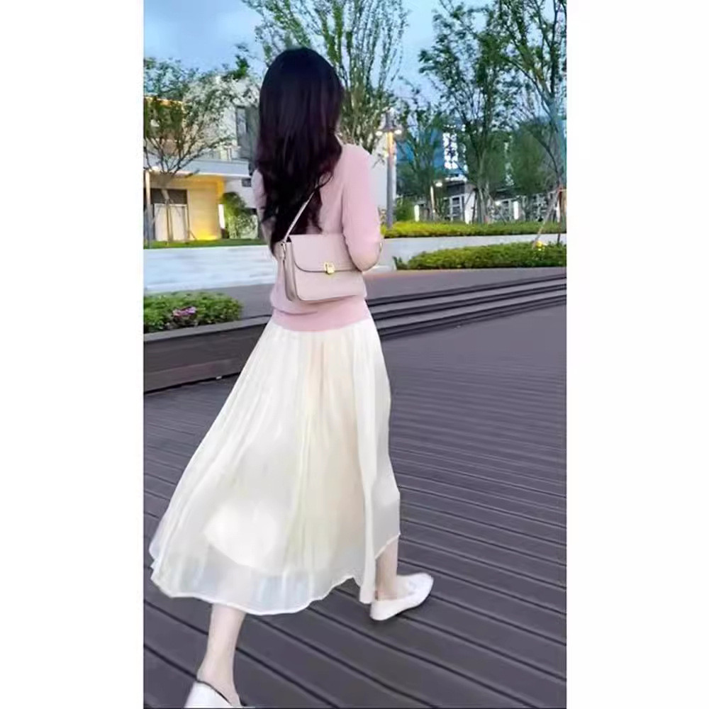 A.T.A Váy ôm eo cao Streamer Tinh khiết màu