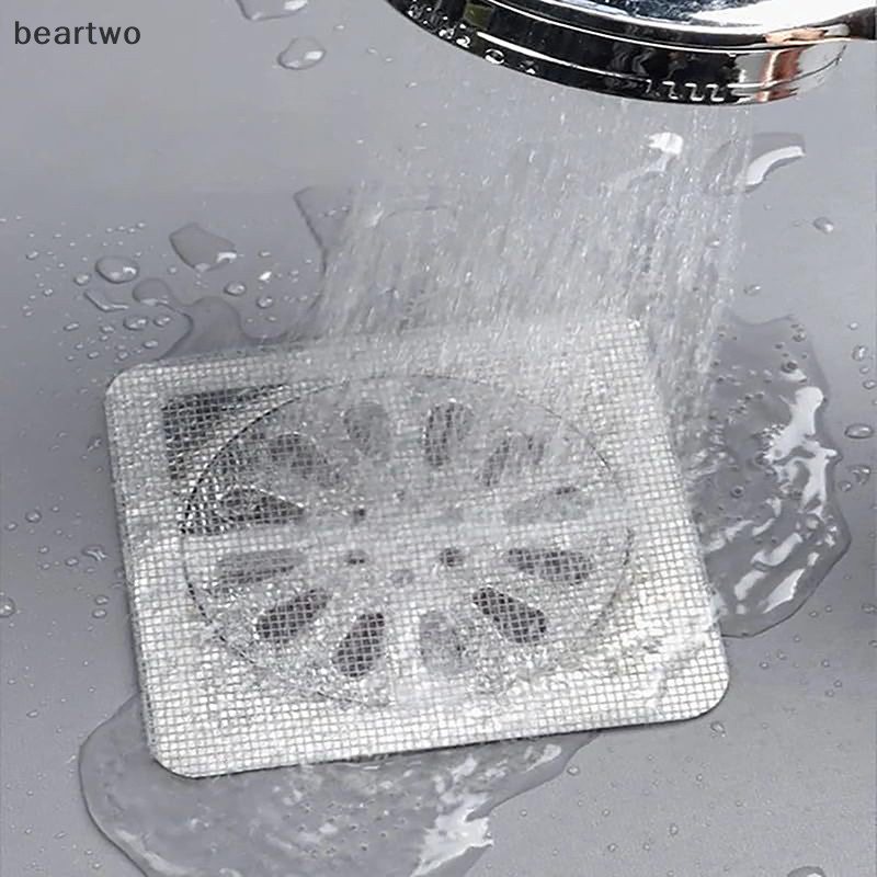 < Beartwo > 1 / 10 Cái Miếng Dán Thoát Nước Sàn Dùng Một Lần Vòi Hoa Sen Thoát Tóc Bắt Nắp Bồn Rửa Lọc Tóc Lọc Lưới Lọc Miếng Dán Đẹp