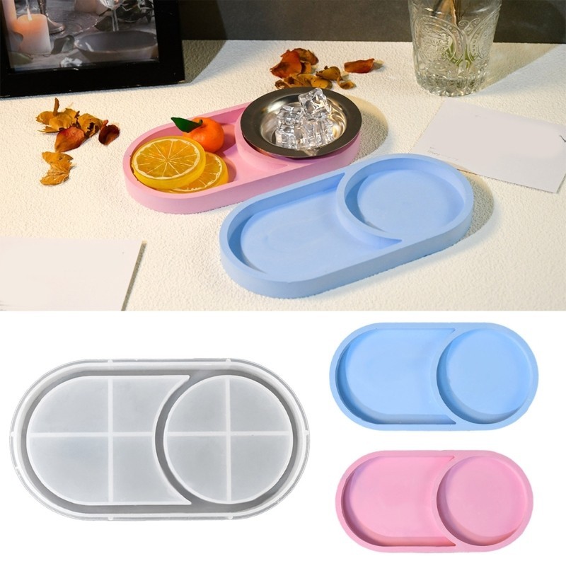 Khuôn đúc silicon hình bầu dục hiệu quả mặt trăng Khay lót ly bằng nhựa để trang trí văn phòng