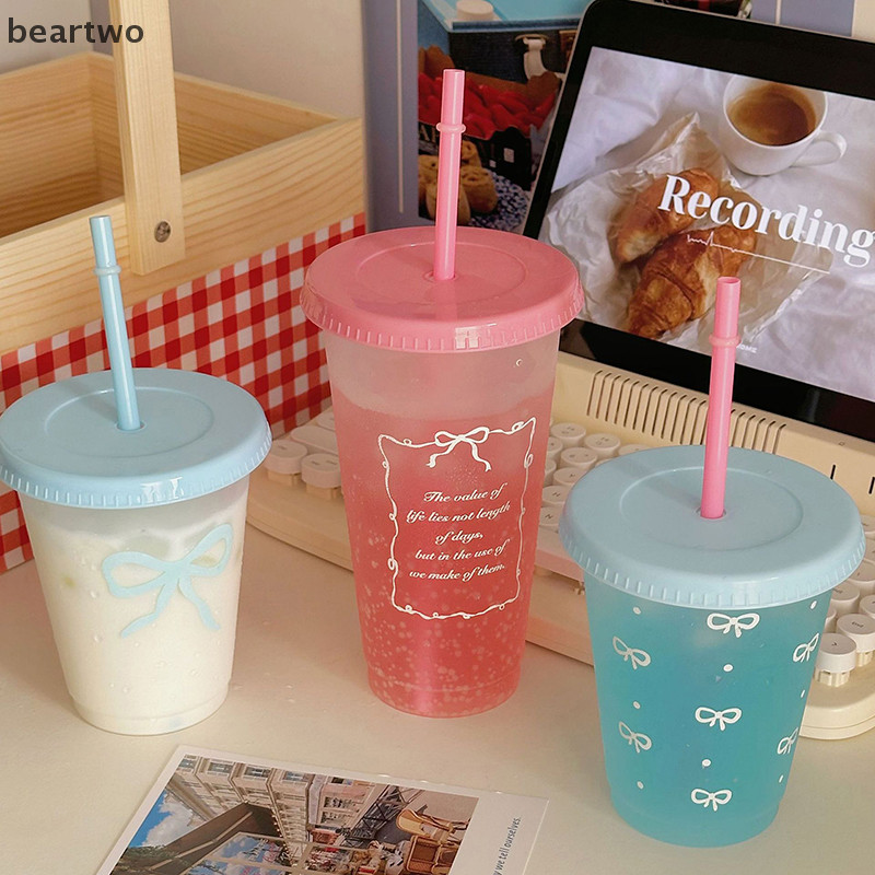 < Beartwo > Nơ Cốc Rơm Nhựa Nơ Dung Tích Lớn Di Động Gia Đình Du Lịch Trà Sữa Nơ Uống Lạnh Cà Phê Cốc Nước Đẹp