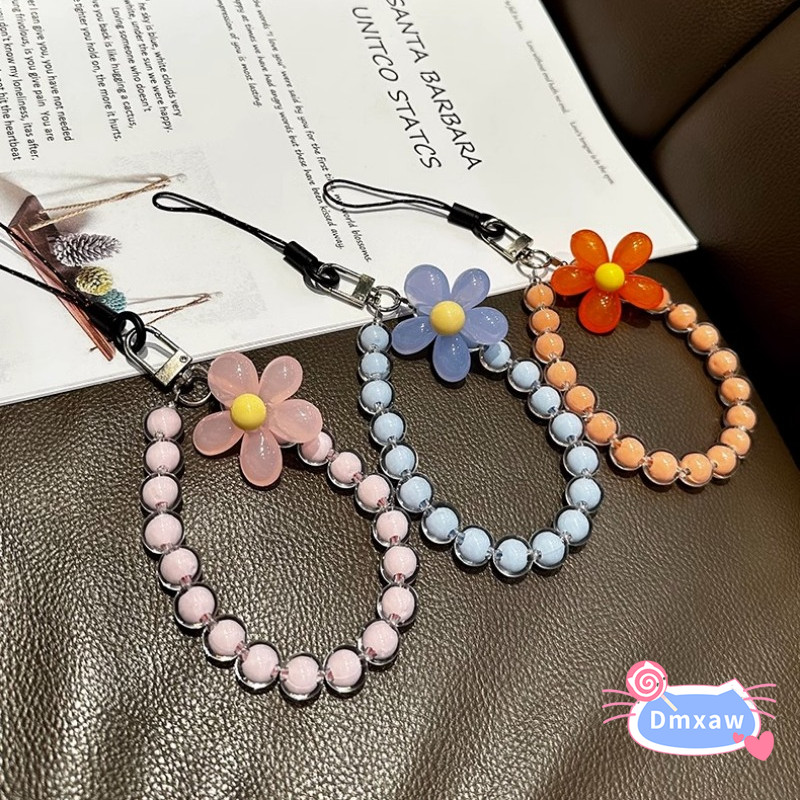 Dây đeo tay macaron pha lê cánh hoa nhiều màu, chống mất, dùng cho điện thoại di động, phong cách ins
