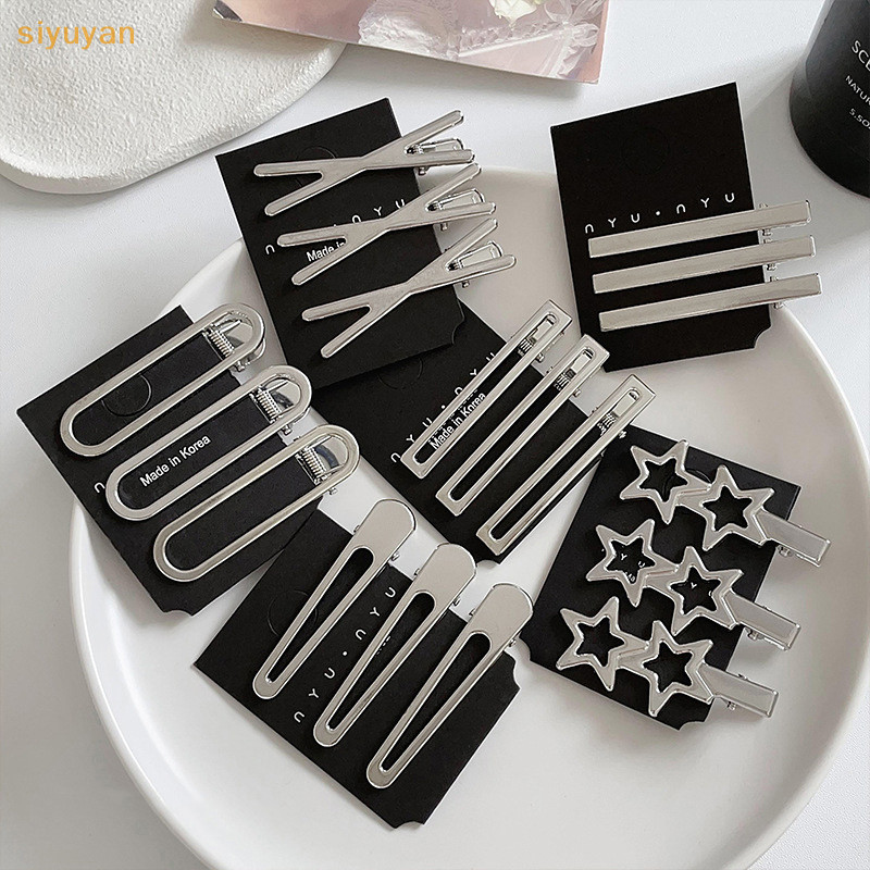 Siyuyan 3 Bạc Kim Loại Mỏ Vịt Kẹp Nữ Kẹp Tóc Bên Nổ Nữ Nữ Barrettes Phụ Kiện Tóc VN