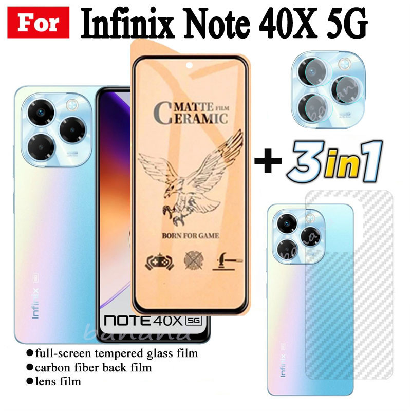 Kính cường lực gốm 3 TRONG 1 Infinix Note40X cho Infinix Note 40 30 Hot 40 40i 40 Pro Ống kính máy ảnh Kính bảo vệ màn hình và phim mặt sau