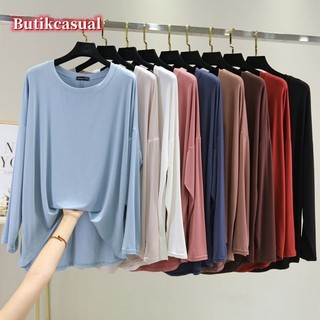 Phụ Nữ Mẫu Kích Thước Áo Thun Cổ Tròn Dài Tay Áo Sơ Mi Dơi Rời Mùa Hè Mùa Thu Thường Ngày Co Giãn