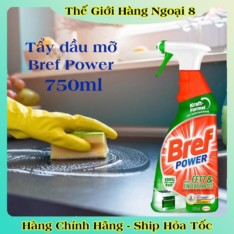 Chai xịt tẩy dầu mỡ nhà bếp Bref Power dùng được cho máy hút mùi, lò nướng của Đức