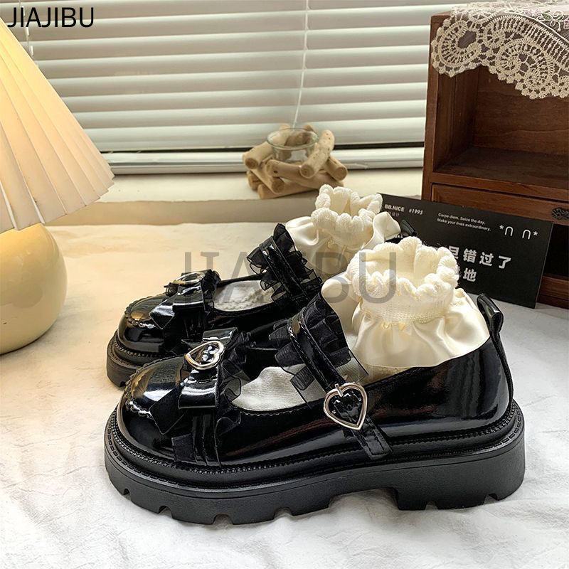 Size 34-46 Giày Da Gót Dày Chống Trượt Phong Cách Anh Quốc Giày Nữ Cỡ Lớn 45 Giày Đi Học Màu Đen 44 Giày Lolita Khóa Tình Yêu Nhật Bản 43 Korean Fashion Platform Mary Jane Shoes 42 Giày Lolita Đồng Phục Của JK French Princess Style Doll Shoes