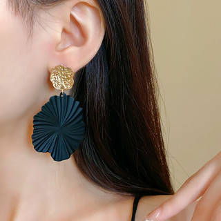 Bông tai lá bạc màu đen bạc hà phong cách châu Âu, phù hợp cho nữ