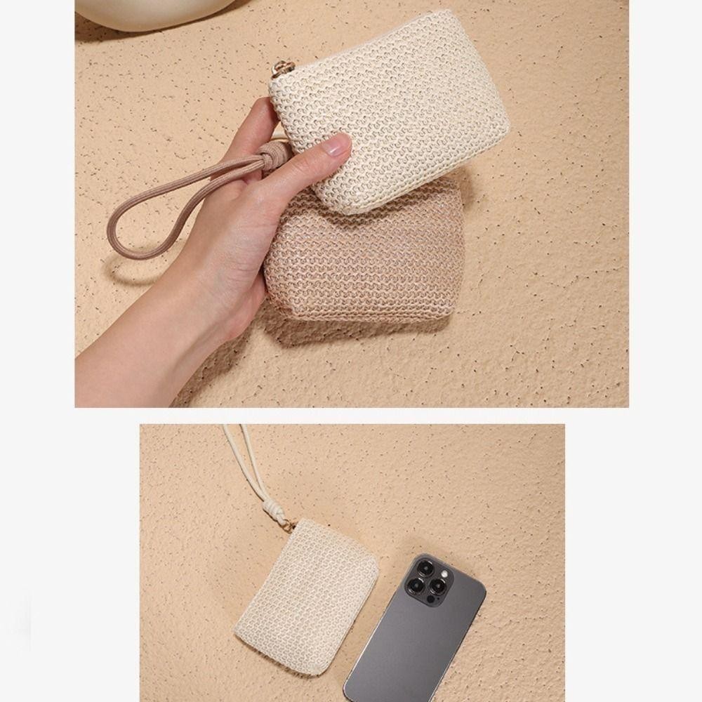 Ví Mini JiKK, Ví Đựng Tiền Xu Dây Kéo Mini, Túi Đựng Tiền Rơm Bền Đẹp Nữ Bé Gái