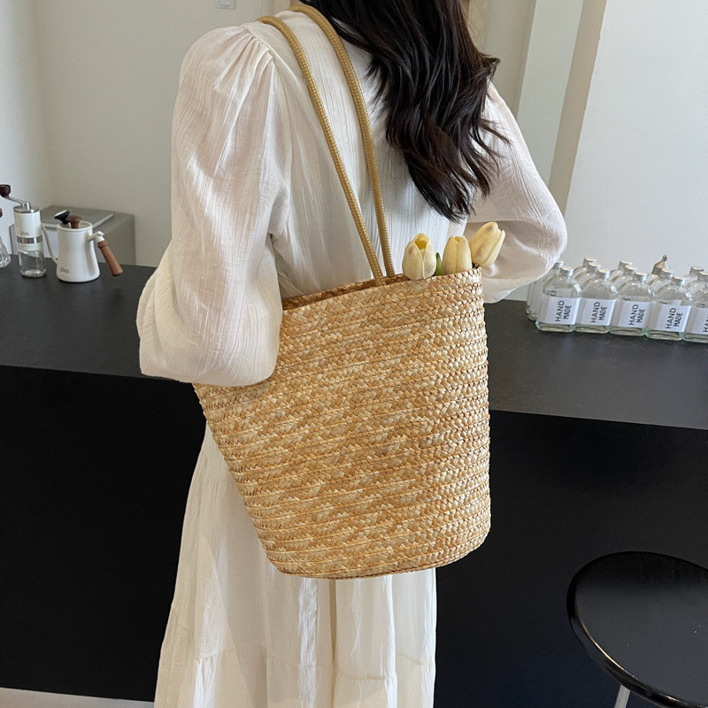 Túi Rơm Dệt Nữ Dung Tích Lớn Đeo Vai Tote Messenger