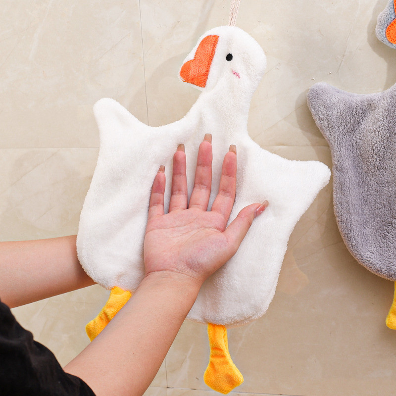 Khăn tay treo hình ngỗng lớn - Mềm thấm, khô nhanh, dày - Dễ thương, hoạt hình - Khăn lau bát đĩa sợi nhỏ - Khăn lau nhà bếp - Khăn sang trọng cho trẻ em