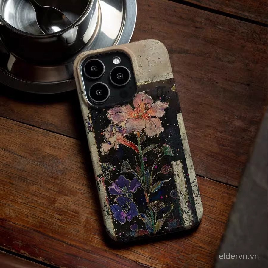 Cô Đơn Hoa QYJS dùng cho IPhone 11 13 14 15 ProMax 12 PRO X XR XSMAX SE 7 8plus 14 15 PLUS nghệ thuật mẫu mới vỏ cứng Vỏ bảo vệ cứng PC sang trọng nhẹ UOXV