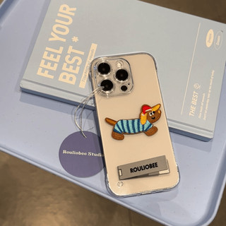 Ốp điện thoại có đế thêu không viền sang trọng Dachshund cho iPhone15 14 13 12 11 Pro MAX IXS MAX XR XS Bảo vệ camera chống sốc Vỏ mềm trong suốt siêu mỏng