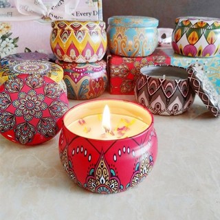 Combo 2 hộp Nến Thơm Tinh Dầu Thiên Nhiên Phong Cách Hoa Khô Thảo Mộc ( mix màu) Decor Dầu Thơm