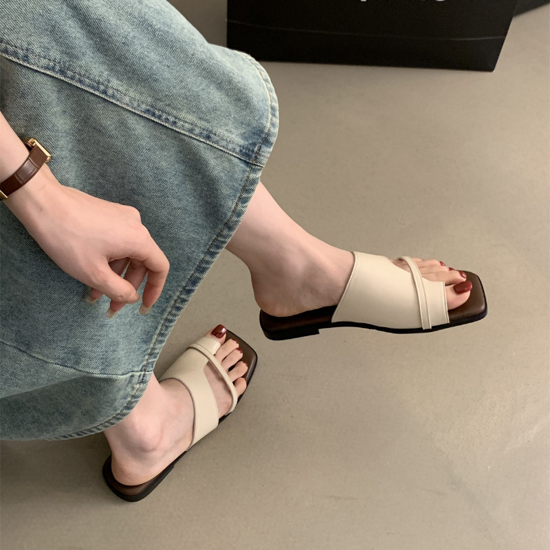 Atikota Nữ Sandal Đế Bằng Đơn Giản Màu Trơn Thời Trang Đế Mềm Chống Trơn Trượt Thích Hợp Cho Xăng đan Đi Biển Kỳ Nghỉ