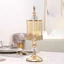 MONOSTYLE Crystal Glass Storage Jar, Chân Cao Có Nắp Lọ Kẹo Hoa Hồng, Đồ Trang Trí Để Bàn Nghệ Thuật Trang Trí Nhà Cửa Sang Trọng Mạ Vàng