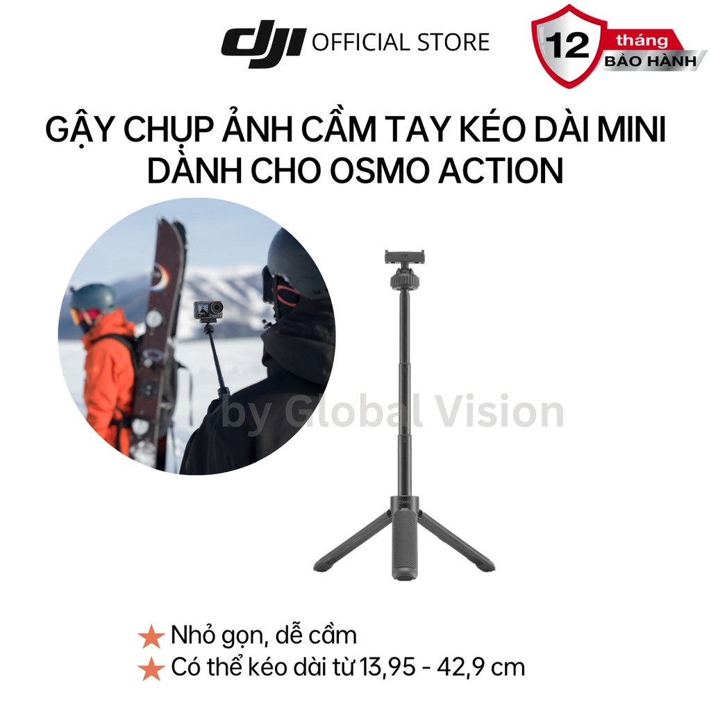 Ảnh Gậy chụp ảnh cầm tay kéo dài mini DJI dành cho Osmo Action camera hành động cao cấp chính hãng 1