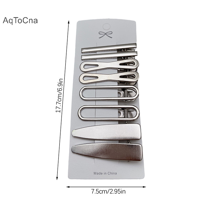 Aqtocna 8 Chiếc Bé Gái Kẹp Tóc Kim Loại Bạc Mỏ Vịt Kẹp Tóc Nữ Bên Nổ Nữ Barrettes Phụ Kiện Tóc HGVN