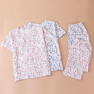 Nhà Quần Áo Cotton Nguyên Chất Bộ Đồ Ngủ Nữ Nửa Tay Cardigan Nút Trước Bà Già Vest Plus Kích Thước Bà Hoa MH01MHM