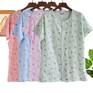 ✨【火爆热卖中ing】Áo Cardigan Cotton Nguyên Chất Nữ Tay Ngắn Trung Niên Người Cao Tuổi Mở Áo Cặp Mở Nửa Tay Top Mẹ Cotton Bộ Đồ Ngủ Không Khí-