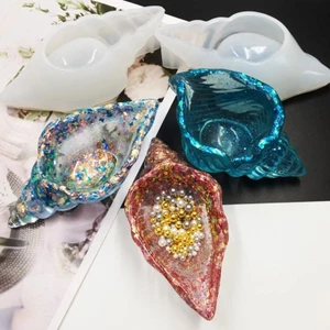 Flgo Chậu Hoa Khuôn Nhựa DIY Khay Nhựa Silicon Khuôn Conch Trang Sức Đĩa Món Ăn Khuôn