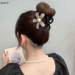 [gazi1] Kẹp tóc hoa đính đá sáng bóng thời trang Mũ nón Kẹp tóc đuôi ngựa màu đen thanh lịch dành cho nữ Phụ kiện tóc Boutique