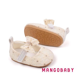 Mg-baby Girls Mary Jane Flats Dễ Thương Nơ Váy Cưới Giày Chống Trơn Trượt Trẻ Sơ Sinh Giày Thể Thao