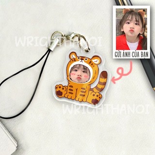Móc đeo điện thoại, móc khóa acrylic in theo yêu cầu ghép mặt linh thú cute cặp đôi, mẹ và bé quà tặng ý nghĩa đáng yêu