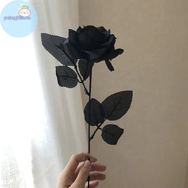 Pufangbliss Gothic Hoa Hồng Đen Nhân Tạo Hoa Mô Phỏng Hoa Len Hoa Hồng Hoa VN