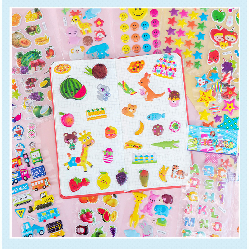 ( Tặng ngẫu nhiên) Sticker 3D nổi trang trí sổ sách, bình nước, điện thoại chống thấm nước