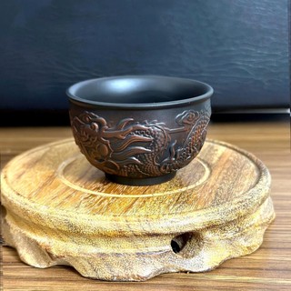 Chén tử đào Kiến Thủy đắp nổi Rồng Cát Tường (60ml)