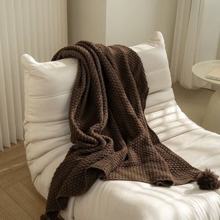 Bắc Âu gió chăn/rắn màu giường đuôi chăn/đan nâu cà phê sofa chăn