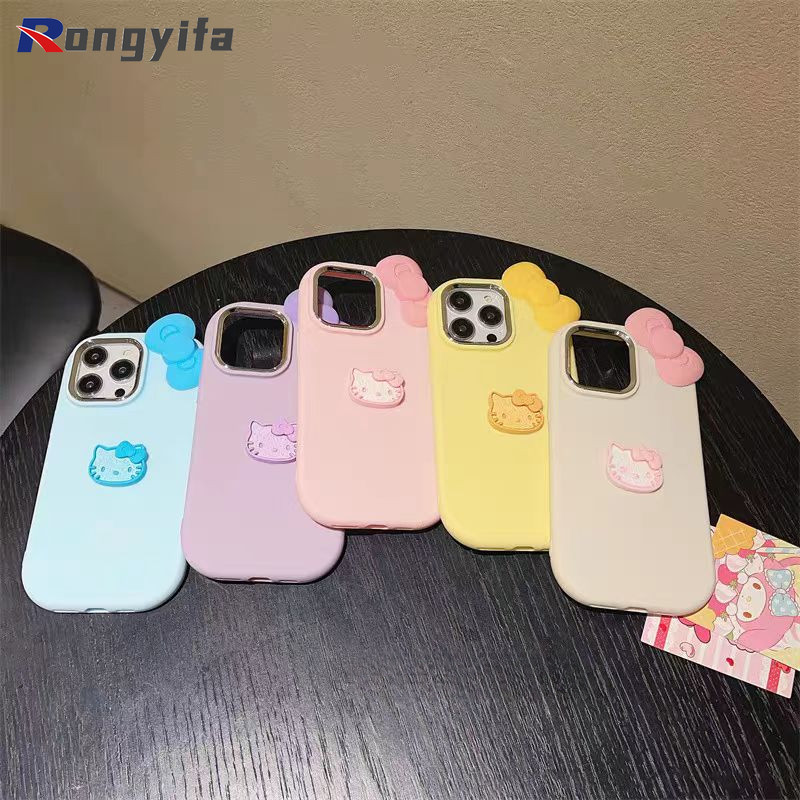 Ốp Điện Thoại Màu Kẹo Hello Kitty 3D Cho OPPO A60 A79 A54 A18 A38 A58 A15 A15S A92 A72 A52 A1K A7 A12 A5S F9 Reno 7 Pro 6 5f 4f 5 4 Lite 6Z 5Z Vỏ Hoạt Hình Nơ Dễ Thương Bìa mềm