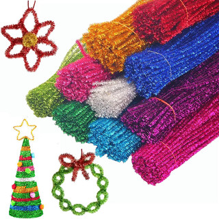 100 Miếng Lấp Lánh Nhiều Màu Sắc Khác Nhau Chenille Thân DIY Nghệ Thuật Tiếp Liệu Trẻ Em Thủ Công Hành Hành Xoắn Cần