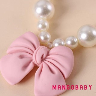 Mg-kid Bộ Trang Sức Thanh Lịch Ngọc Trai Dễ Thương Nơ Vòng Cổ Vòng Tay Bông Tai Cho Bé Gái Quà Tặng Sinh Nhật