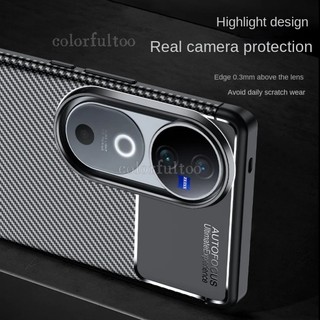 Ốp Điện Thoại Bằng Sợi Carbon Bọ Cánh Cứng Cho Vivo V40 Pro V40Pro V 40 VivoV40 5G 2024 Kinh Doanh Sang Trọng Vỏ Silicon TPU Mềm Chống Vân Tay Họa Tiết Mờ Ốp Lưng Chống Sốc