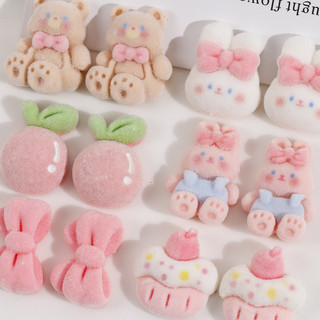 Phim hoạt hình đổ xô thỏ trắng màu hồng nơ cà phê Gấu kẹp tóc phụ kiện trang sức Tự Làm Miếng dán nhựa