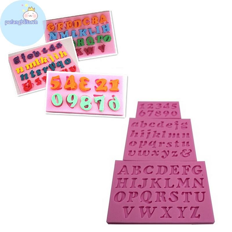 Pufangbliss 3 Cái Mới Chữ & Số Silicon Handmade Fondant Bánh Decoag DIY Khuôn VN