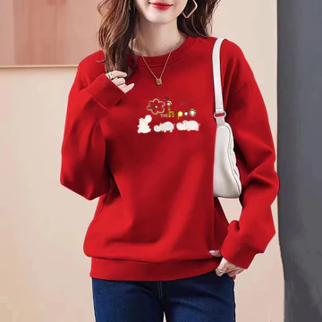 ❈ ❈ ❥ ❈ ❈ ❈ ❈ ❈ Quần áo mùa đông dành cho nữ áo thun dài tay cỡ lớn hàng đầu nữ cổ tròn áo thun mới in quần áo nữ