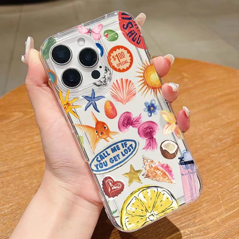 Ốp Lưng Cho iPhone 16 11 12 13 14 15 Pro Max Cho iPhone 16e XR X XS Max 7 8 Plus SE2020 2022 Thạch Biển Họa Tiết Chanh Silicon Mềm Trong Suốt Chống Sốc