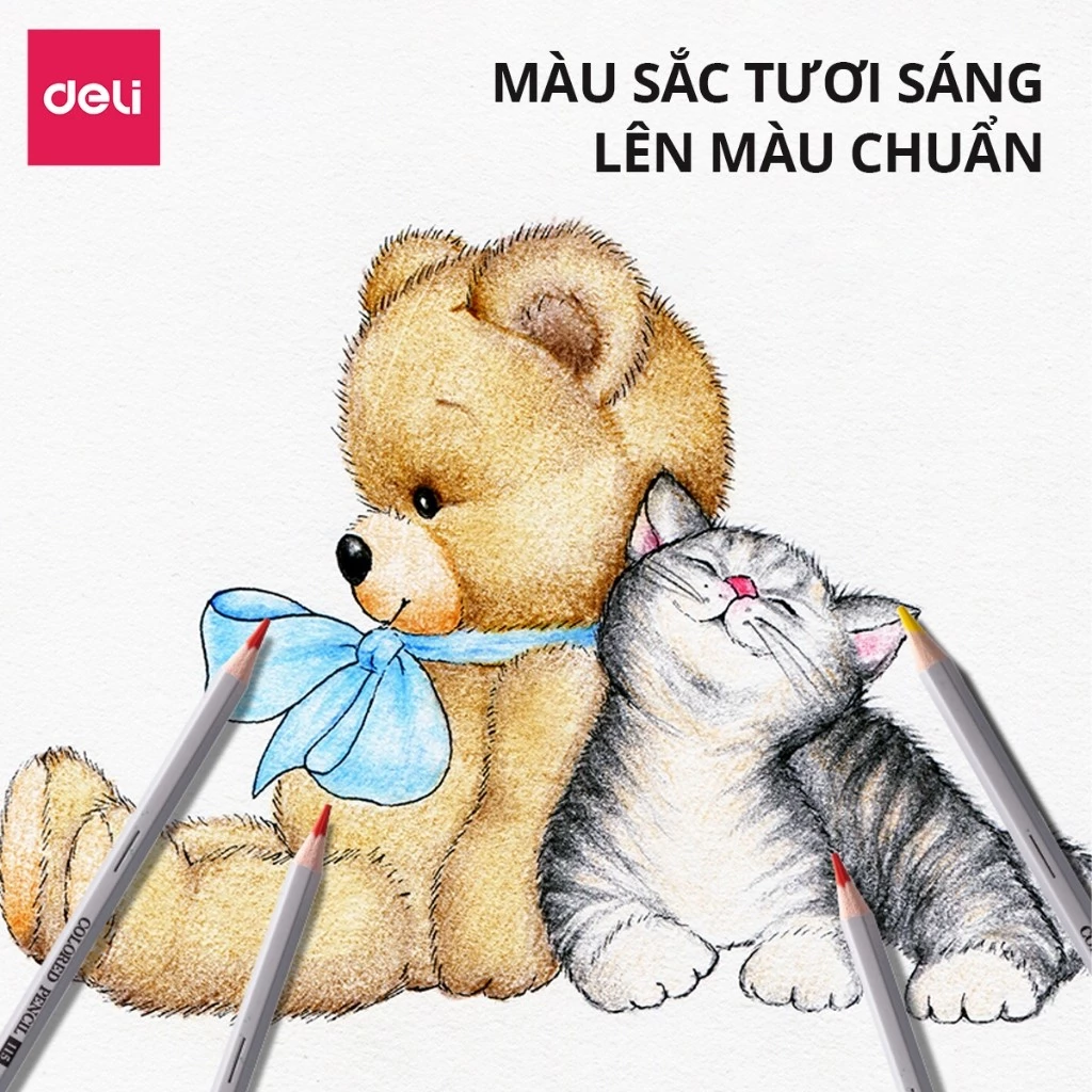 Màu Chì Gốc Dầu Cao Cấp Dmast Deli Bút Chì Màu Hộp Giấy 36/48/72 Màu Lõi Chì Dày Vẽ Tranh Tô Màu Chu