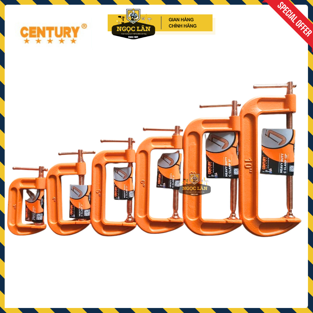 [Chính hãng] Cảo chữ C Century 3-4-5-6-8-10 inch màu cam thép hợp kim chịu lực cao