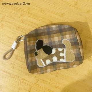 [Mới] Túi đựng mỹ phẩm kẻ sọc chó con dễ thương Túi trang điểm có dây buộc du lịch dung lượng lớn Hộp đựng đồ di động Túi vệ sinh Quà tặng.