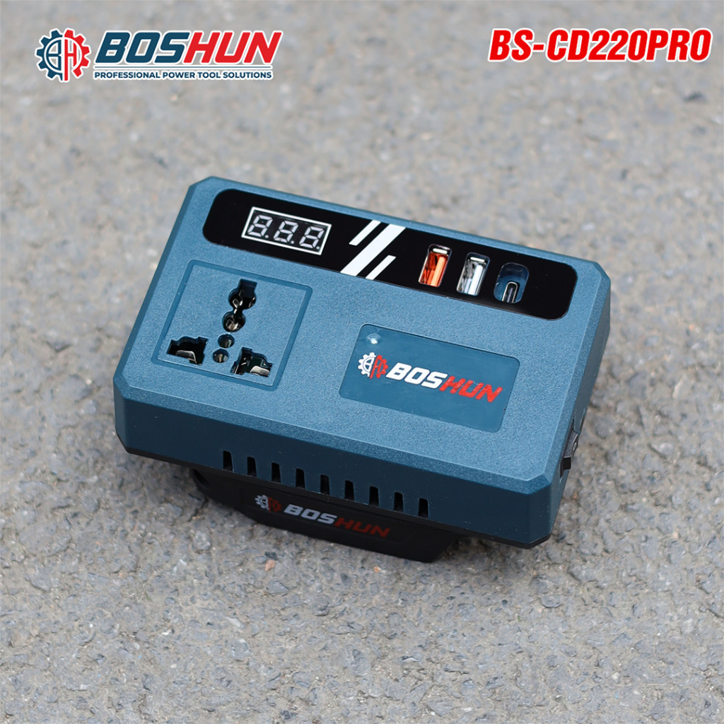 Đế chuyển đổi nguồn điện BOSHUNN BS-CD220PRO chuyển từ pin 21V lên 110V - 220v