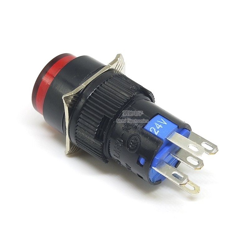 AB6-A Nút khởi động nguồn 3 chân tự khóa Nút 220V AL6-M Đặt lại 5 chân có đèn Công tắc 16mm LA16